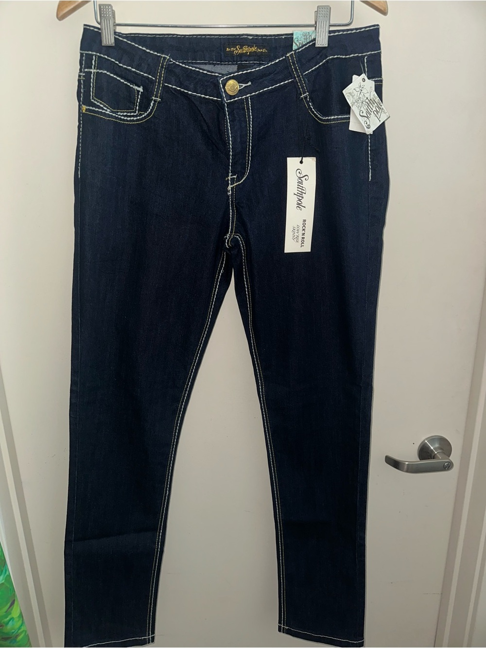 South Pole Dark Blue Skinny Jeans with Contrast Stitching
